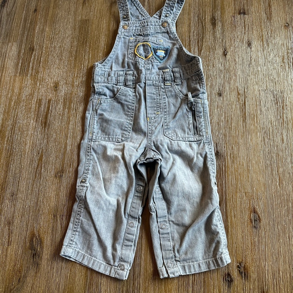 3/27$ Baby grey denim jean overalls size 18 months